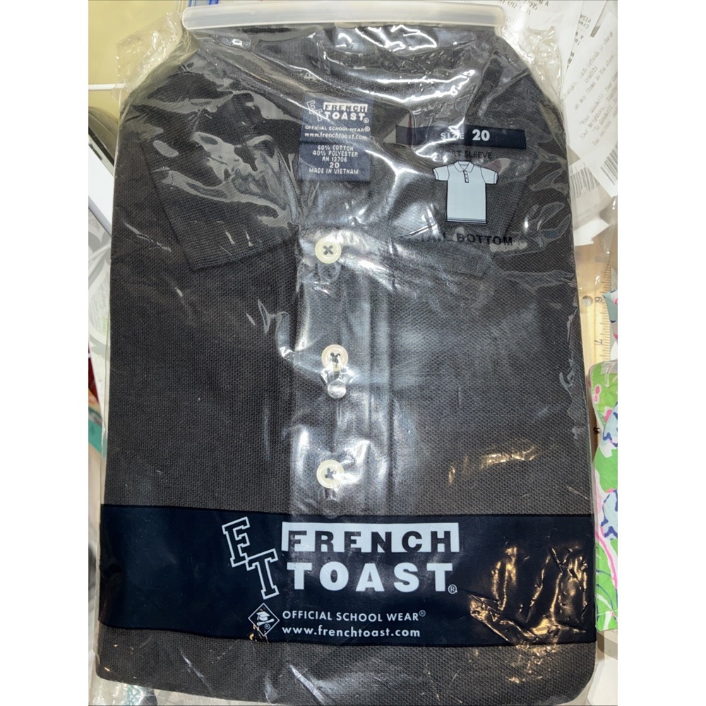 FRENCH TOAST School Uniform Boys SIZE 20 Short Sleeve Polo Shirt Black